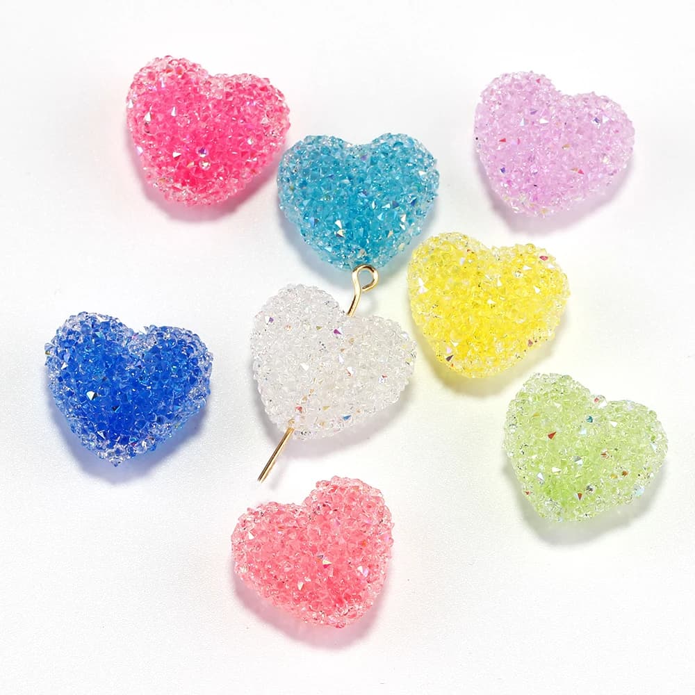 4pcs Shiny Hearts Shape Resin Pendant Charms for Earrings Necklace Jewelry Making Diy Supplies Accessories Phone Case Decoration