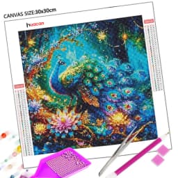 Huacan New Arrivals 2025 Diamond Painting Peacock Flower Diamond Mosaic Animal Complete Kit Craft Kit