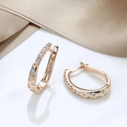 Kinel New 585 Rose Gold Color Hoop Earrings For Women Girl Fashion Natural Zircon Accessories High Quality Daily Jewelry