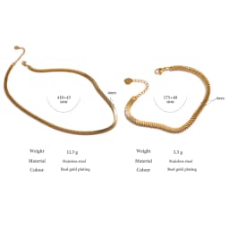 Yhpup 316L Stainless Steel Chain Necklace Bracelet Set Classic Statement Golden Waterproof Jewelry