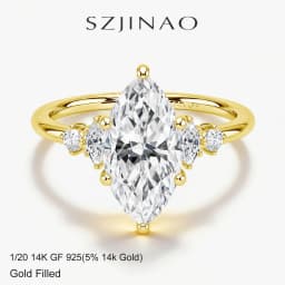 GRA Certified 2CT Marquise Cut Moissanite Ring Solid 14K Gold Filled Non Tarnish Diamond Wedding Rings for Women High Quality