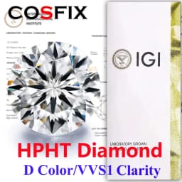 COSFIX 0.3-5ct Round Lab Grown Diamond HPHT IGI Certificate 3EX D/F Color VVS1 Clarity Diamond Gems
