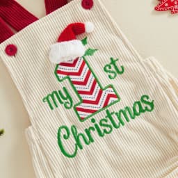 My First Christmas Baby Girl Boy Outfit Letter Embroidery Romper Sleeveless Backless Overall Romper