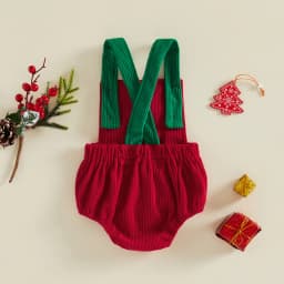 My First Christmas Baby Girl Boy Outfit Letter Embroidery Romper Sleeveless Backless Overall Romper