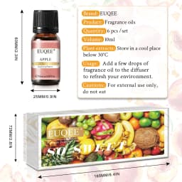 EUQEE Christmas Gift Set Aromatherapy Fragrance Oil 6 x 10ml Peach Litch Mango Cherry Strawberry Apple Aroma Oils For Diffuser,Candle Making
