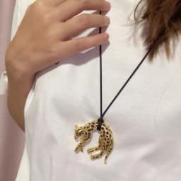 Retro Punk Leopard Pendant Necklace for Men Women Gold Enamel Spot Panther Charm Necklace Black Rope Statement Neck Jewelry