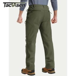 TACVASEN Men's Winter Hiking Pants Fleece Lined Waterproof Softshell Snow Ski Insulated Work Cargo Pants with 6 Zip Pockets