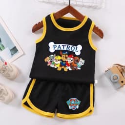 PAW Patrol Multi Color Printed Sleeveless Kids Sportswear Children Soccer Training Jersey Suit