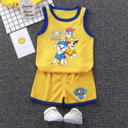 PAW Patrol Multi Color Printed Sleeveless Kids Sportswear Children Soccer Training Jersey Suit