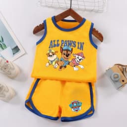 PAW Patrol Multi Color Printed Sleeveless Kids Sportswear Children Soccer Training Jersey Suit