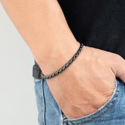 MKENDN Fashion Men Stainless Steel Creative Retro Oxidized Black Link Chain Bracelets Punk Rock Motorcycle Male Jewelry