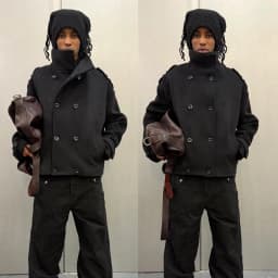 Men Cropped Coat Loose Stand Collar Double Breasted Woolen Jacket Epaulet Design Streetwear Thick Warm Autumn Winter Outerwear
