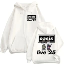 Cartoon Rock Band O-Oasis Live 25 Tour Zipper Hoodies Men Fashion Hip Hop Oversized Zip Up Sweatshirt High Quality Fleece Hoodie