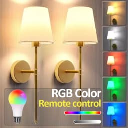Nordic LED Wall Lamp Charging Function Retro Fabric Black GoldSilver E27 Socket Wireless Remote Control RGB For Bedroom Study