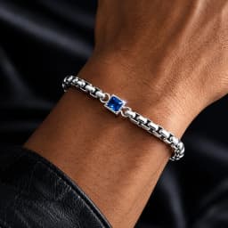 Men's Zircon Charm Bracelet, 4mm Square Chain Stainless Steel Bracelets, Fashion Waterproof Jewelry Gift for Men