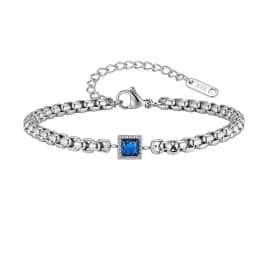 Men's Zircon Charm Bracelet, 4mm Square Chain Stainless Steel Bracelets, Fashion Waterproof Jewelry Gift for Men