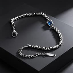 Men's Zircon Charm Bracelet, 4mm Square Chain Stainless Steel Bracelets, Fashion Waterproof Jewelry Gift for Men
