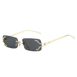 New Rimless Sunglasses Women Rectangle Stylish Y2K Personality Brand Designer UV400 Shades Cool Metal Starburst Decoration