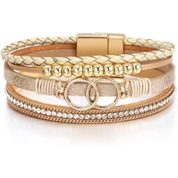 Leather Wrap Bracelet for Women, Boho Western Layered Cuff Jewelry | Stackable , Pairs with Boho Western Outfits, Gift for Women