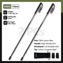 T800 Pure Carbon Fiber Trekking Poles Ultralight Weight Hiking Sticks Outdoor City Running Poles Walking Stick Folding Easy-take