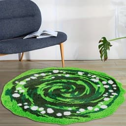 VIKAMA Green Round Plush Carpet for Living Room Bedroom Bedside Rugs Waterproof Sofa Table Floor Mat Children‘s Room Play Mat Ho