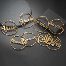 Sipuris Stainless Steel Personalized Customize Name Hoop Earrings Jewelry For Women Circle Earring Fashion 30-60 MM