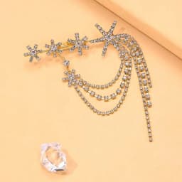 Luxury Crystal Star Tassel Brooch Jewelry for Women Dress Sparkling Rhinestone Shoulder Pin for Wedding & Evening Party Giftt