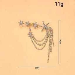 Luxury Crystal Star Tassel Brooch Jewelry for Women Dress Sparkling Rhinestone Shoulder Pin for Wedding & Evening Party Giftt
