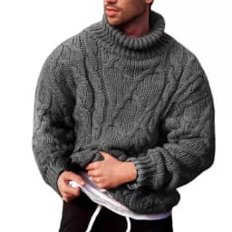 Autumn and winter European and American fashion casual twisted flower high neck pullover men's sweater men's knitted sweater top