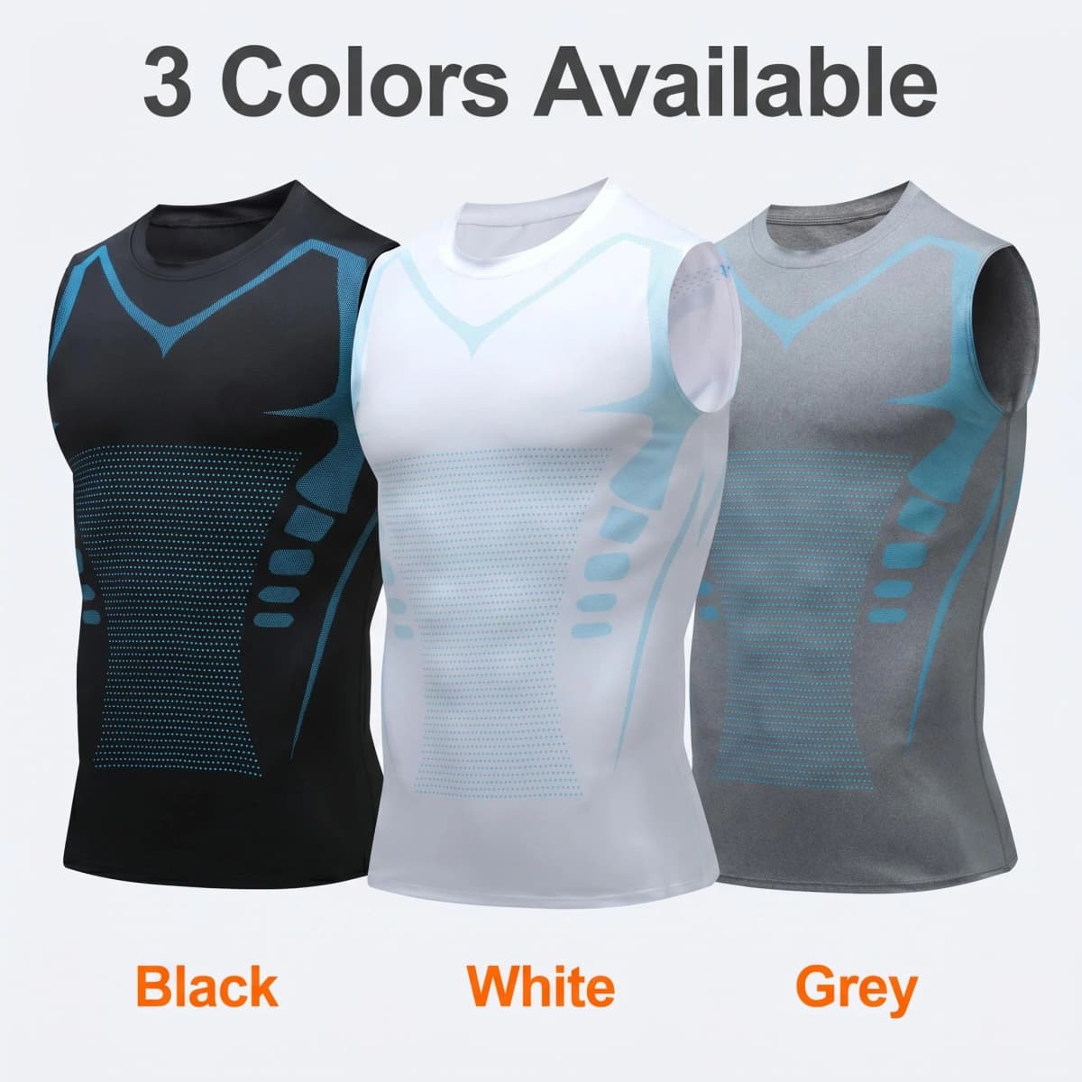 3 Pack Men Quick Dry Printed Compression Tank Top Elastic Breathable Sleeveless Undershirts Gym Running Athletic Sport Vests