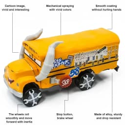 Cars Toy The Thunder Hollow Speedway Racer Crazy Miss Fritter School Bus Metal Diecasting Toy Car Model Children's Birthday Gift