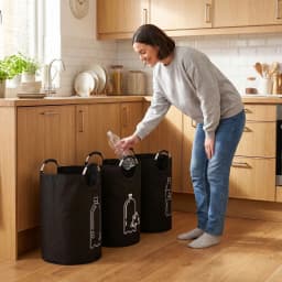 Thickened Foldable Recycling Storage Basket Large Capacity Empty Bottle Bag with Aluminum Handle for Kitchen Laundry Organizer