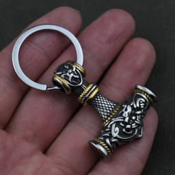 Norse Thor's Hammer Anchor Keychain Men Stainless Steel Viking Keyring Amulet Mjolnir Never Fade Charm Male Jewelry