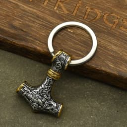Norse Thor's Hammer Anchor Keychain Men Stainless Steel Viking Keyring Amulet Mjolnir Never Fade Charm Male Jewelry