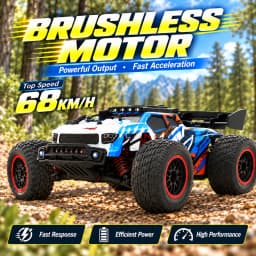 ZNLYRION RC Remote Truck High Speed Brushless Full Metal Gear Differential 2.4Ghz 300M Remote Distance LED Headlight Big Foot RC Car For Adult Hobby