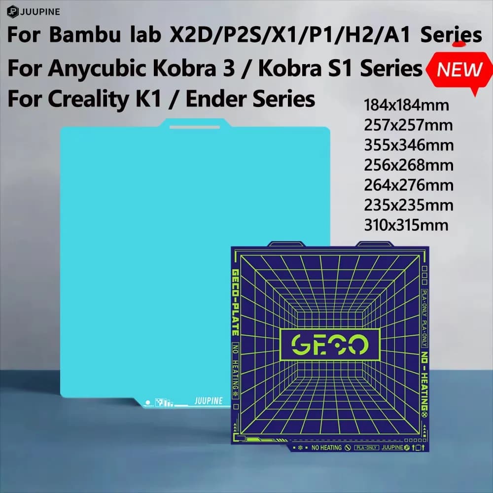 Juupine GECO Plate For Bambu Lab H2D X2D Build Plate PLA Bed Cold Plate For X1C A1 P2S X2D SuperTack Glacier For Bambu H2s Plate