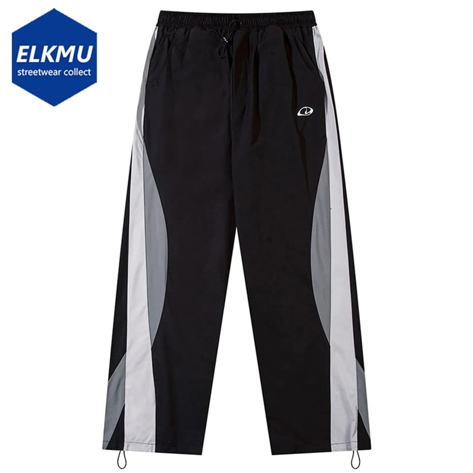 Y2K Vintage Loose Pants Streetwear Oversized Sweatpants Joggers Color Block Patchwork Wide Leg Sports Pants