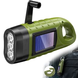 New upgrade 3LED Portable Outdoor Hand Crank Solar Powered Flashlight For Fishing Hiking With Folding Buckle Emergency Lamp