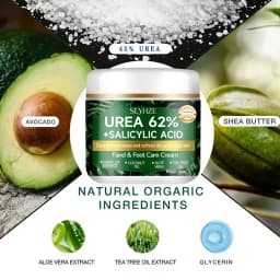 SEYHZE Foot Cream with 62% Urea And Salicylic Acid for Dry Rough Skin Tea Tree Oil Aloe Butter Oil Glycerin H-Aloe Vera Moisturi