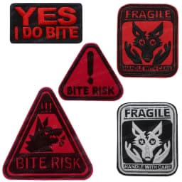 Warning Patch Pet Dog Bite Risk Embroidery K9 Service Dog Vest Helmet Uniform Accessory Hook Loop Emblem Badge