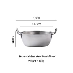 1Pcs Korean Style Cuisine Bowl Durable Stainless Steel Rice Wine Bowls Household Double Ear Snacks Plate Instant Noodle Bowl