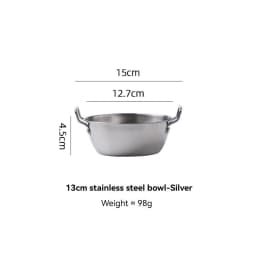 1Pcs Korean Style Cuisine Bowl Durable Stainless Steel Rice Wine Bowls Household Double Ear Snacks Plate Instant Noodle Bowl