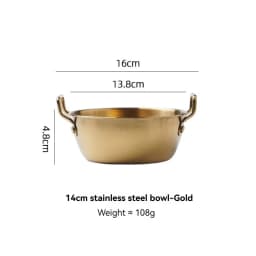 1Pcs Korean Style Cuisine Bowl Durable Stainless Steel Rice Wine Bowls Household Double Ear Snacks Plate Instant Noodle Bowl