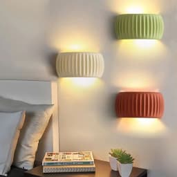 E27 French Beige Resin Wall Lamp Pumpkin Shape Wall Light Bedroom Bedside Lamp Corridor Ambient Lamp Home Decoration Ligting