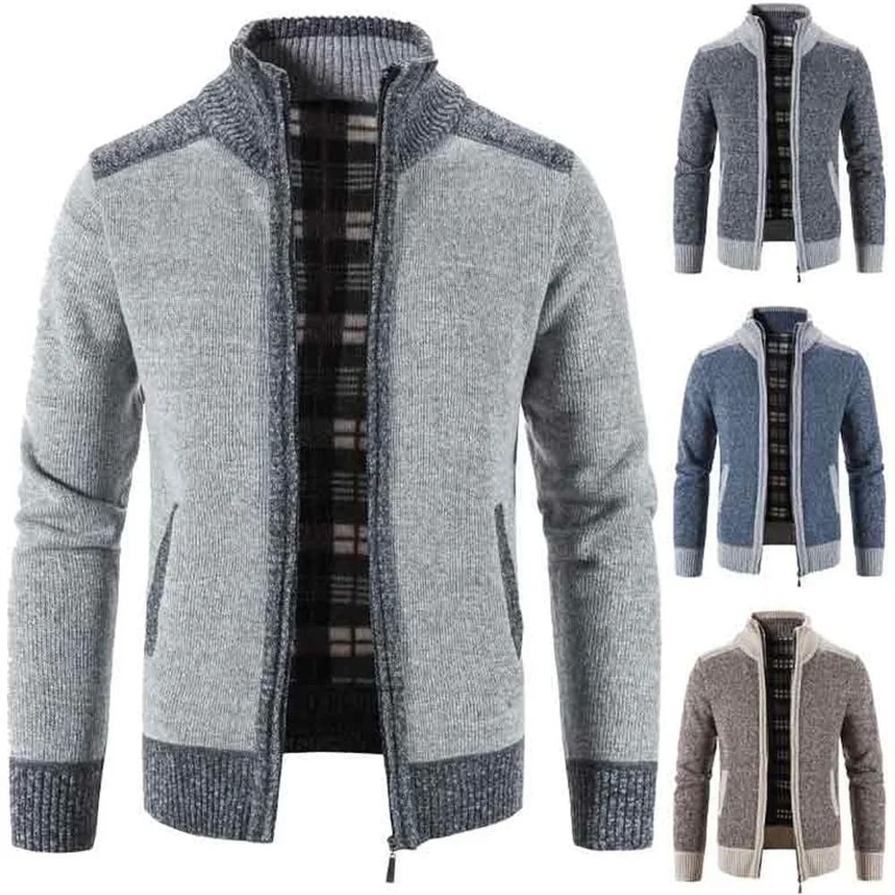 Autumn Winter Men's Thick Sweater Loose Casual Cardigan Sweater Jacket Zip Knitted Sweater Men Streetwear