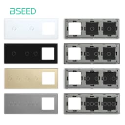BSEED EU Standard Touch Light Switch Panel With Wall Socket Frames 228mm Metal Base Included Glass Frame Without Switch Part