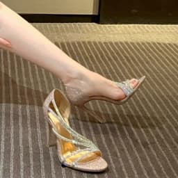 Rhinestone Pointed Toe Luxury Women Pumps Wedding Shoes Fashion PVC Sexy High Heels Woman Summer Elegant Party Bridal Shoes
