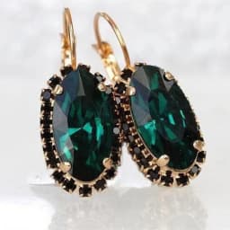 Fashion Gold Color Temperament Female Earrings Oval Deep Micro Inlaid Black Earrings Party Wedding Jewelry Anniversary Gifts