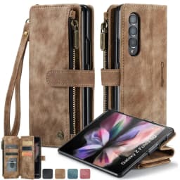 CaseMe Flip Leather Phone Case For Samsung Galaxy Z Fold 8 7 6 5 4 3 S26 Ultra S25 FE S24 Plus S23 S22+ Zipper Wallet Card Cover