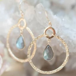 Gold Plated Vintage Large Circle Pendant Earrings Classic Artistic Inlay Synthetic Gemstone Earrings Trendy Jewelry